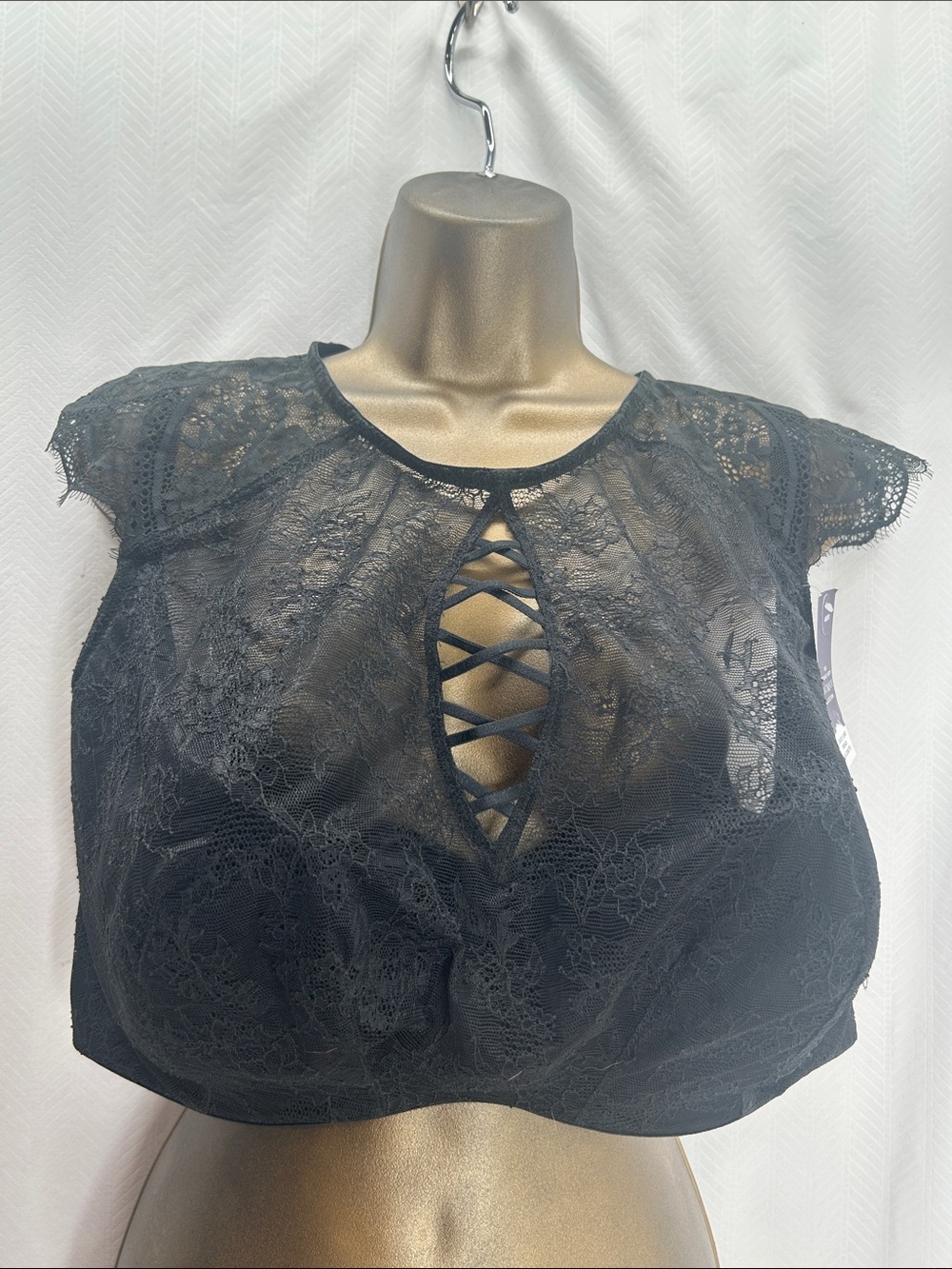 Cacique Black lightly lined French Balconette 46DD nwt